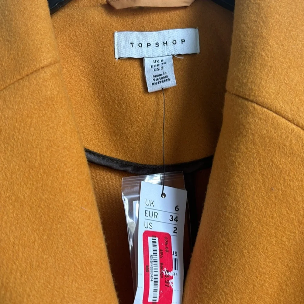 NEW Topshop coat yellow 2 - Picture 2 of 4
